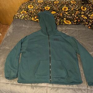 Victoria's Secret PINK Reversible Sherpa Full Zip Hoodie in emerald green